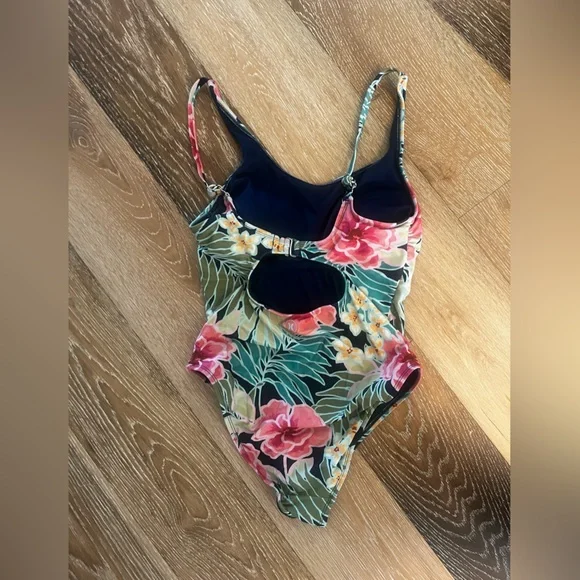HURLEY One-Piece Swimsuit Pink Poppy Floral Adjustable Straps size small - Picture 4 of 6